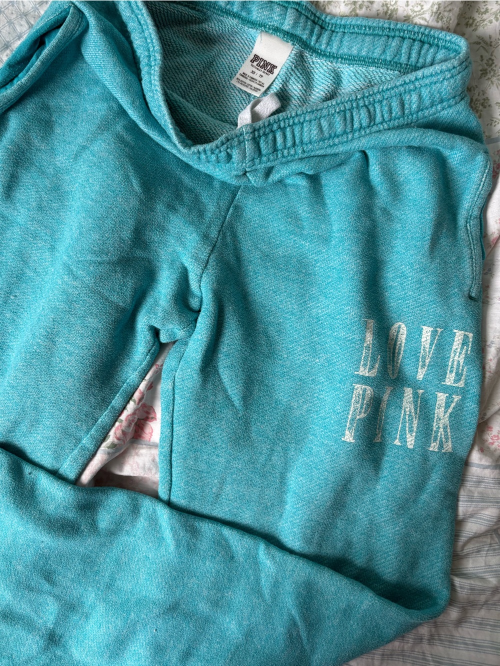 PINK Victoria's Secret Teal LOVE PINK Sweatpants